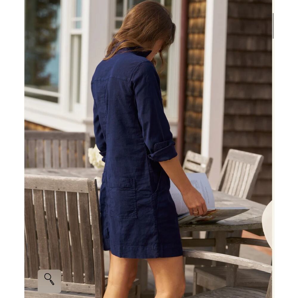 Frank & Eileen Ireland Linen Utility Dress Navy Italian Linen Size XS - Picture 3 of 10